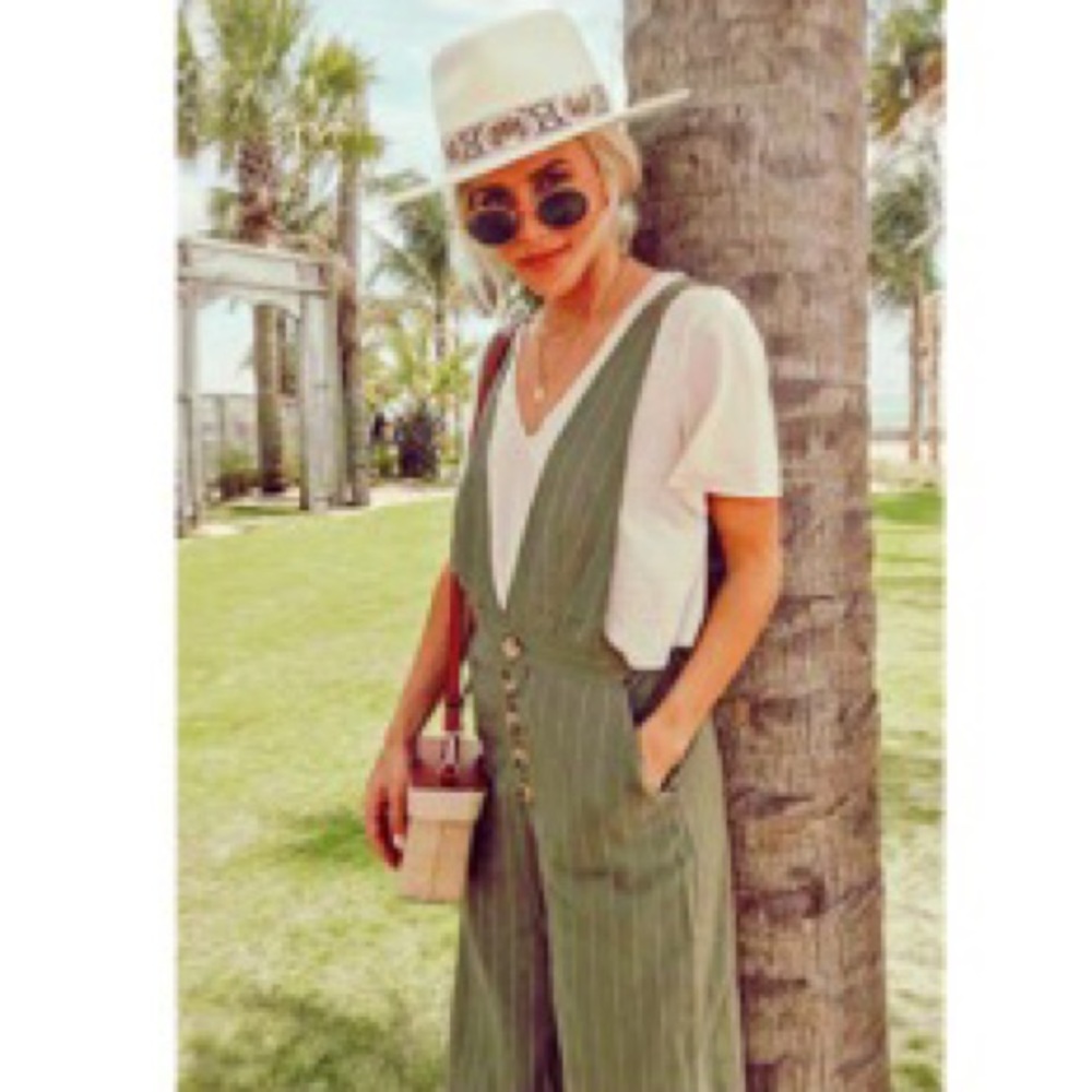 green jumpsuit